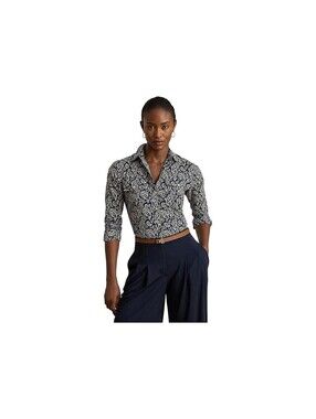 Lauren Ralph Lauren Womens Classic-Fit Paisley Co BlueCream L